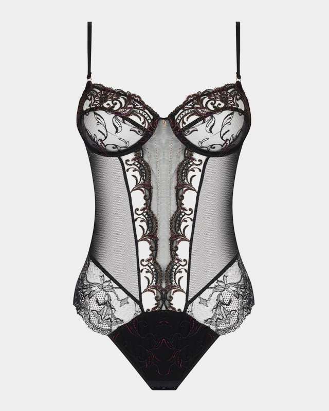 Charme Secret Embroidered Lace Bodysuit